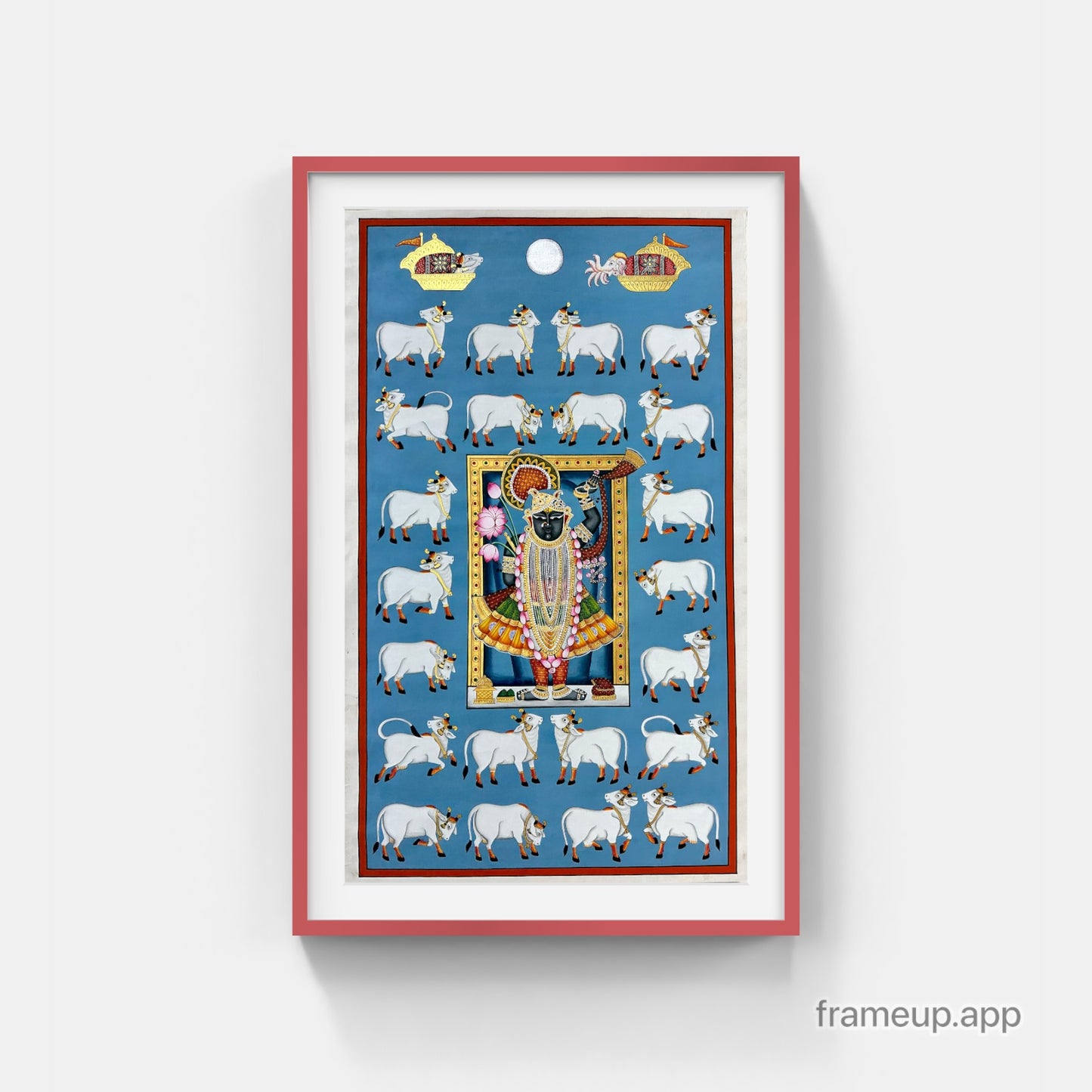 Pichwai - Krishna with Divine Companions