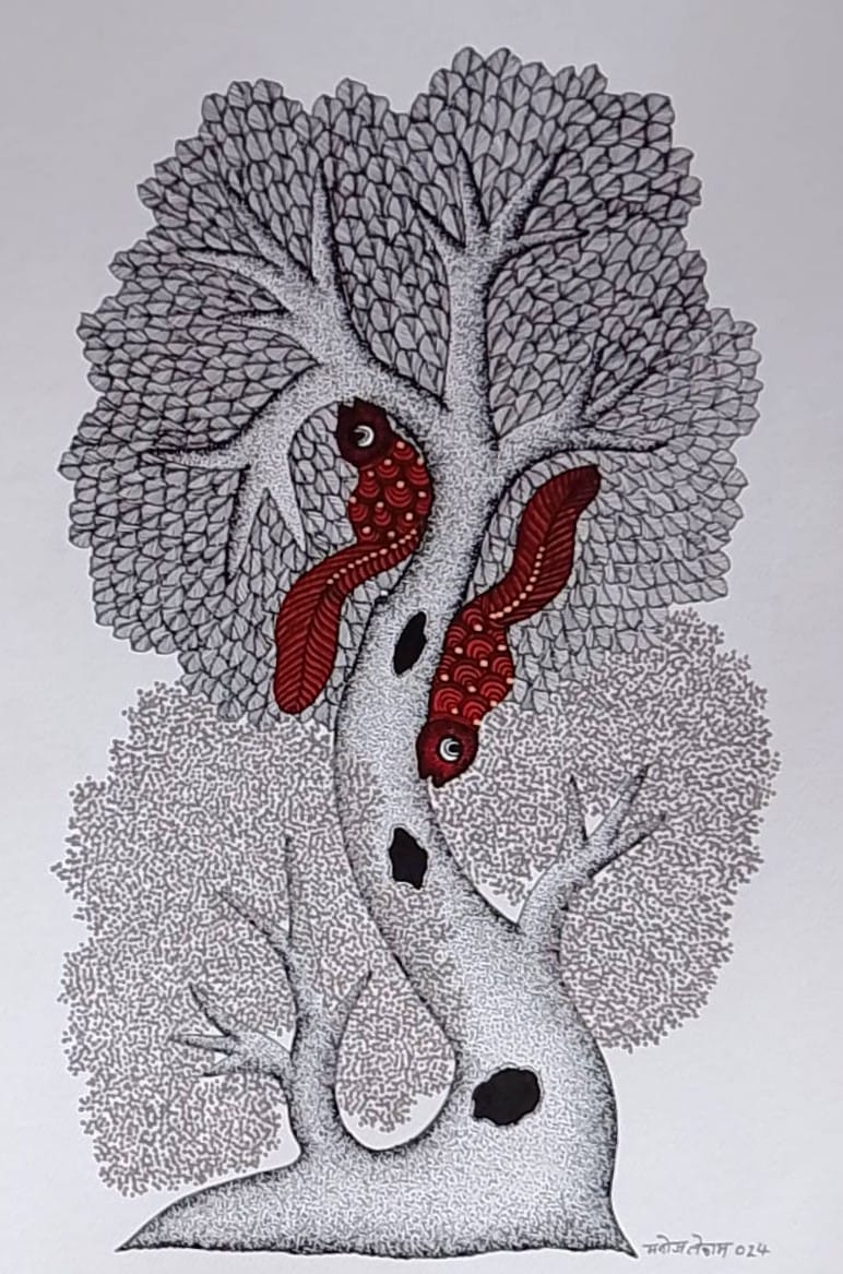Gond - Squirrel on Tree