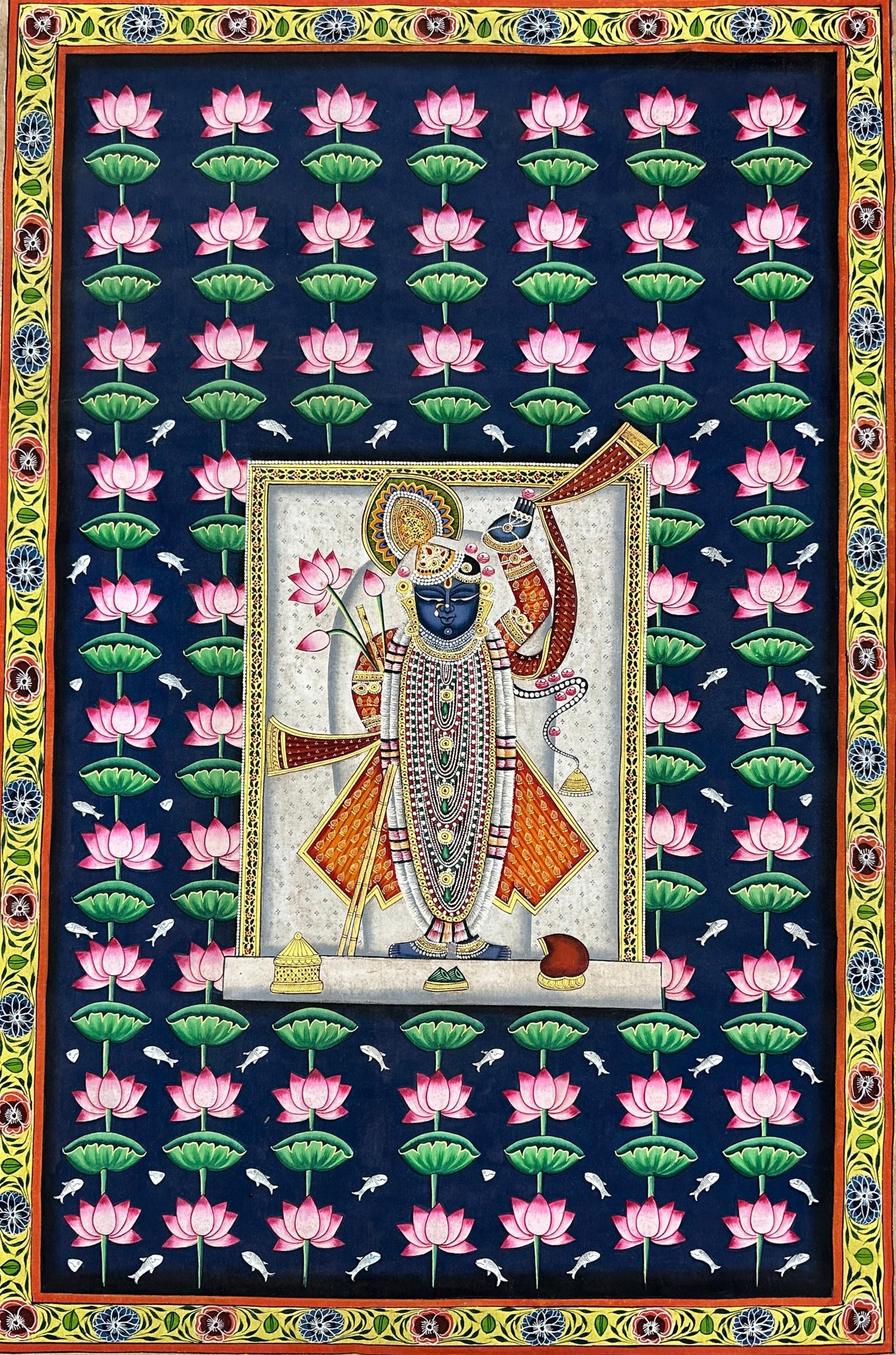 Pichwai - Krishna Amidst the Lotus Bloom
