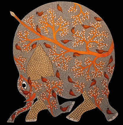 Gond - Birds on Elephant