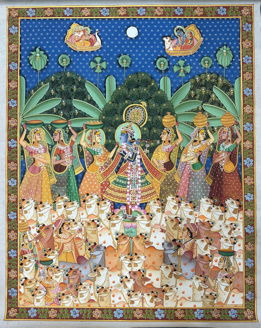 Pichwai - Krishna with the Gopis (Rasleela)