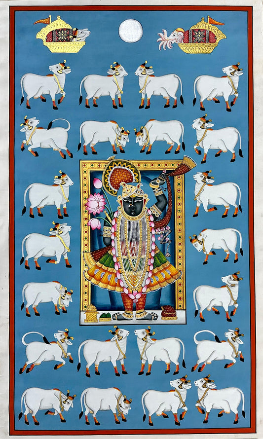 Pichwai - Krishna with Divine Companions