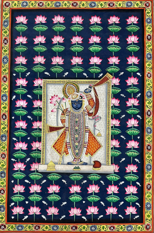 Pichwai - Krishna Amidst the Lotus Bloom